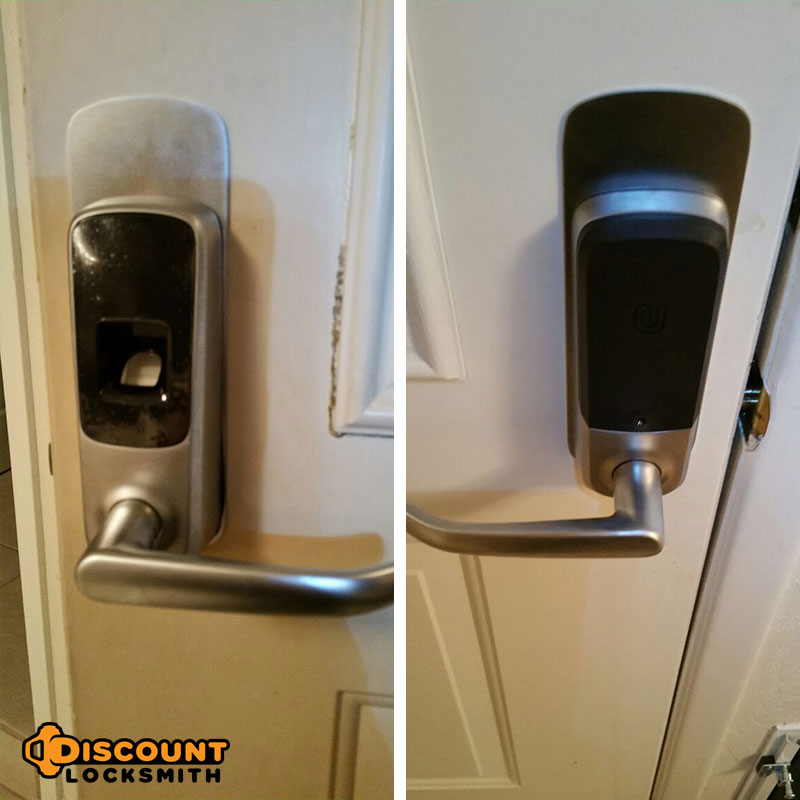 Keypad and fingerprint biometric door lock